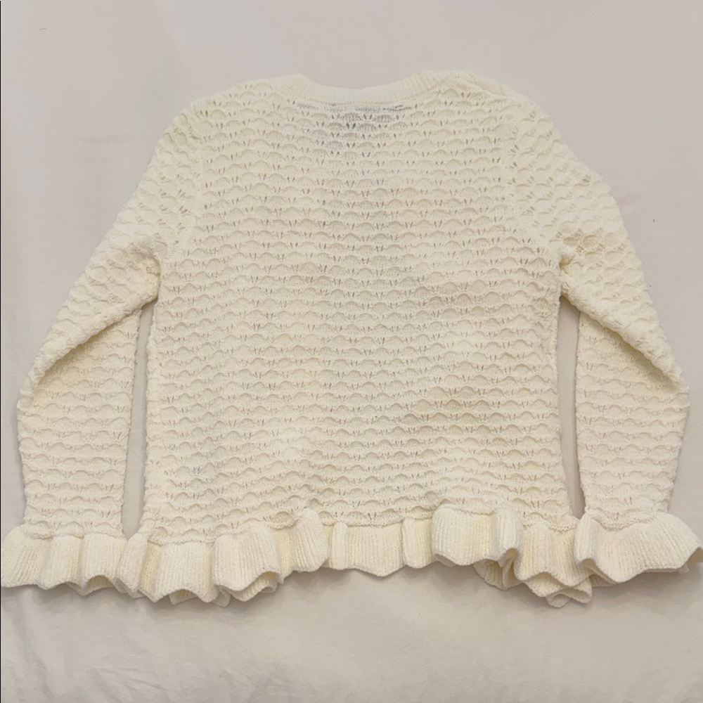 Zara Cream Textured Cardigan with Ruffles - Picture 3 of 3